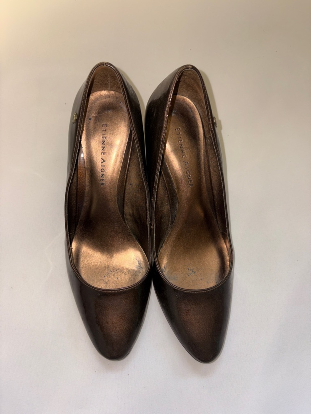 Etienne Aigner Haven Bronze Patent Leather Dress Pumps‎ Size 7.5 - Picture 3 of 10